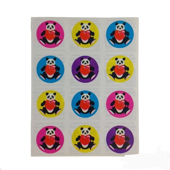 Lisa Frank Office Vintage Lisa Frank Sticker Sheet S7 Pandas Hearts